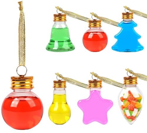 Dengthrive Ｗeihnachtskugeln zum Befüllen: 18 Stück 50ml Personalisierte Weihnachtskugeln Bruchsicher Plastik Christbaumschmuck Weihnachtdeko Anhänger zum Abfüllen von Wein-Getränke-Ornamenten