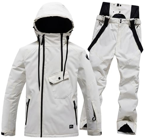 Skianzug für Damen und Herren, Winter, warm, wasserdicht, Ski-Set, Unisex, mit Softshelljacke und Hose, wasserdicht, Winter-Set, dick, 2-teilig, wasserdicht, Schneeanzug, Snowboard