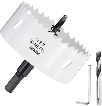 DTGN Kit de scie-cloche M42 de 86 mm pour acier, aluminium, laiton, cuivre, PVC, bois – Blanc