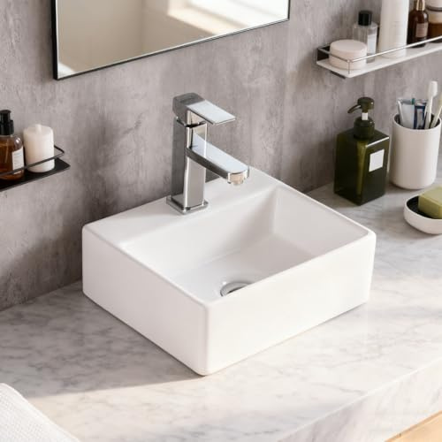 Lavandino Da Appoggio For Piccolo Bagno, Lavabo In Ceramica Da Appoggio, Lavandini Rettangolari Compatti Lavabo Angolare Da Garage For Appartamento, Balcone, Guardaroba