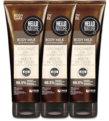P-Beauty Naturkosmetik Body Milk Lotion mit BIO Kokosöl - Körpermilch mit Mandelöl & Panthenol - Feuchtigkeitspflege für sehr trockene Haut - vegane Hautpflege ohne Silikone & Parabene (3x250ml)