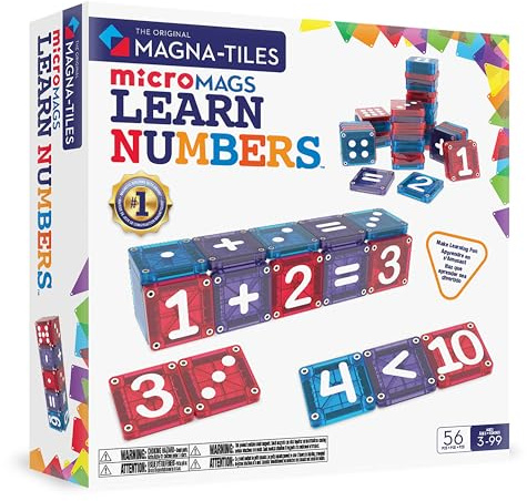 Magna-Tiles microMAGS Lerne Zahlen 56-teiliges Magnetbauset - Die Originale Magnetbaumarke