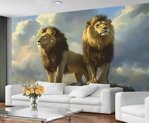 GIVLWF Lion Wallpaper & Wall Mural, African Lion Bedroom Wallpaper, Animal Print Wall Paper for Living Room, Mural & Home Decor - Non Self Adhesive