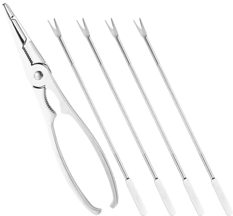 Toyvian Ensemble de Pinces et Pics à Homard Outil pour Ouvrir Coquilles de Crabe et Extraire Viande en Acier Inoxydable Argenté pour Manger Fruits de Mer