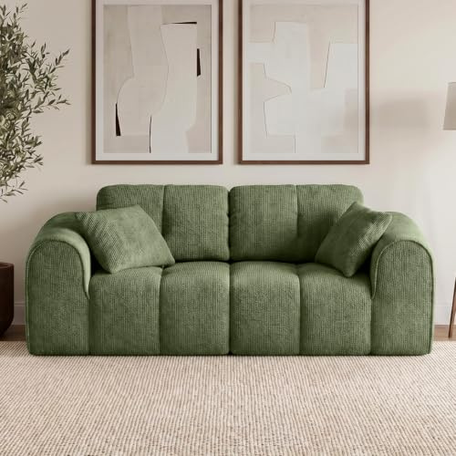 skølm Vanaheim Sofa 2-Sitzer, Dunkelgrün, Cloud Couch, Vollschaum, 2 Kissen | Modulares Schlafsofa, Sofagarnitur 197 cm breit, Wohnzimmersofa, vakuumiert verpackt, Gästezimmer, kein Aufbau erforderlich
