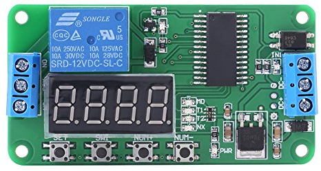 Zeitrelais, DC 12V LED Automatisierungs Verzögerungs Timer Steuerschalter, Relais Modul, Multifunktionsrelais Zyklus Timer Modul, 1 Kanal Digital LED Anzeige Brett PLC