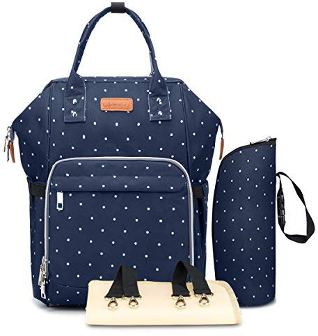 SONARIN Multifunktions Baby Wickelrucksack Wickeltasche mit Wickelunterlage,Wasserdicht,Große Kapazität,Reise-Rucksack-Organizer,Stilvoll und Langlebig,Ideal Geschenk(Blau & Punkt)