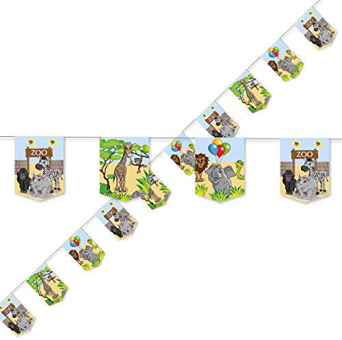DH-Konzept: 3,5m Wimpelkette * Zoo & ZOOTIERE * als Deko für Kindergeburtstag und Mottoparty | Kinder Girlande Partykette Tiere Party