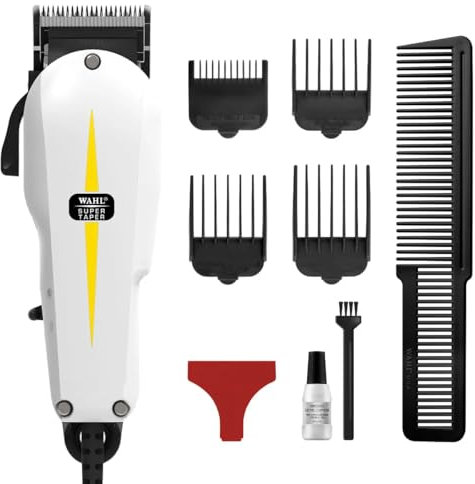 Wahl Super Taper Hair Trimmer with 4 Attachment Combs, White, 0.62 kg