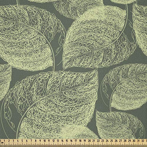 ABAKUHAUS Abstrakt Stoff als Meterware, Herbstlaub-Linie Kunst, Microfaser Stoff für Dekoratives Basteln, 1M (230x100cm), Reseda Grün Hellgrün