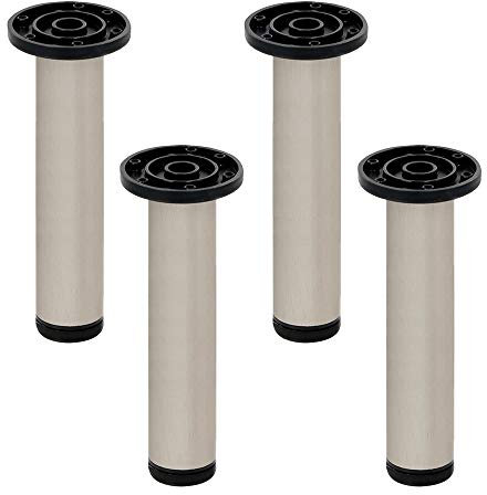 4 un. Pied rond pour table en aluminium diamètre 40mm Hauteur 400mm aluminium inox avec régulateur niveleur