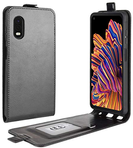 HualuBro Samsung Galaxy Xcover Pro Hülle, Premium PU Leder Brieftasche Schutzhülle HandyHülle [Magnetic Closure] Handytasche Flip Case Cover für Samsung Galaxy Xcover Pro Tasche (Schwarz)