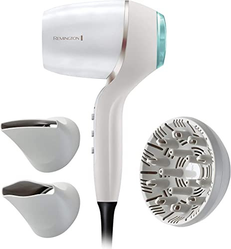 Remington Secador de Pelo Hydraluxe Pro, Tecnología Hydracare, Sensor Protección Calor, Iónico, 2200 W, Potente Motor Digital, 2 Concentradores, 1 Difusor, 3 Temperaturas, 2 Velocidades, EC9001