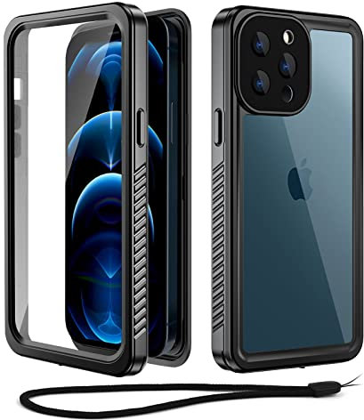 Beeasy Case for iPhone 12 Pro Max Waterproof IP68 Built-in Screen Protector, iPhone 12 Pro Max Phone Case Shockproof Full Body, Rugged Front and Back Cover for iPhone 12 Pro Max 5G 2020 6.7”, Black
