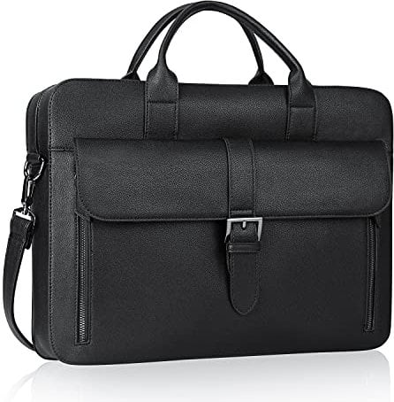 Estarer Laptop-Aktentasche aus Leder für Herren, 39,6 cm (15,6 Zoll), große Umhängetasche, Kuriertasche für Arbeit, Büro, Reisen, Geschenke für Ihn, Schwarz , Aktentasche