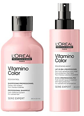 L'Oréal Professionnel Pflegeset für coloriertes Haar, Resveratrol & Antioxidantien, Serie Expert, Vitamino Color Shampoo 300 ml & 10in1 Spray 190 ml