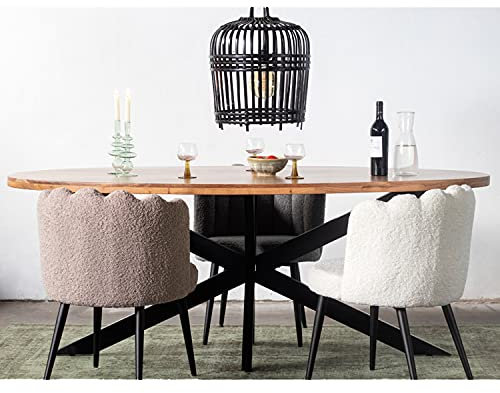 Esstisch MADS 160 x 100 cm oval Massivholz Metall schwarz Dinnertisch Tisch Esszimmertisch