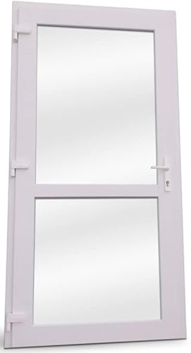 Otwarte Porta esterna in PVC porta in PVC per negozio, balcone, casa, economia. 4 colori: antracite, rovere dorato, noce, bianco (100x210 porta sinistra, bianco)