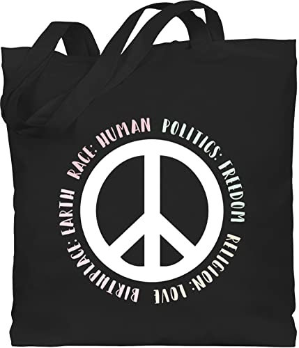 Baumwolltasche - LGBTQ Kleidung Pride Flag - All equal – Peace - Unisize - Schwarz - jutebeutel lgbt zeichen jutetasche csd stofftasche lesbian beutel lqbtq bag gay henkel lgbtqia baumwoll tasche