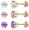 Artskin 3 Paar Ohrstecker aus Titan medizinischem Stahl und AAAA+ Cubic Zirkonia für Damen hypoallergen Geschenk für Mädchen (6mm, Rose Gold)