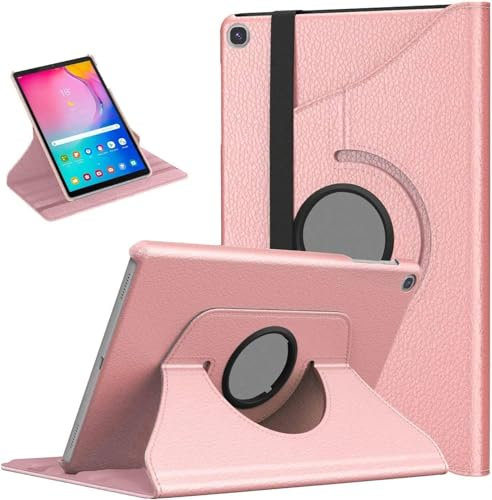 AM Case For Samsung Galaxy Tab A 10.1 2019 T510 T515 T517 Leather Smart Rotating 360 Flip Case Stand Cover for Galaxy Tab A 10.1 inch SM-T510/SM-T515 2019 Tablet with Pen Holder (Rose Gold)