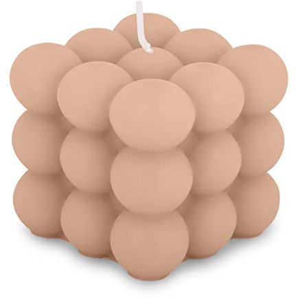 pajoma® Bubble Kerze Nude | Candle aus 20% Soy Wax + 80% Paraffin | Brenndauer ca. 25 Stunden - H 6 cm Ø 6 cm, 160 g Wachsgewicht | Äshetische Sojawachs Candle für Wohnkultur