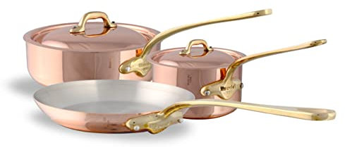 Mauviel M'Heritage 150B Batterie de Cuisine 5 Pièces Cuivre Poli & Inox Manche Bronze Fabrication Française