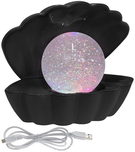 L & P Home & Gifts Lesser & Pavey Black Glitter Pearl Seashell Colour Changing Mood Light