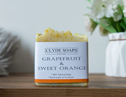 Grapefruit & Sweet Orange Clyde Soaps, Cold Process, Palm Oil & Plastic Free, Eco Gift, UK Handmade Vegan, Cruelty Free, Artisan Soap, Best For Men And Women