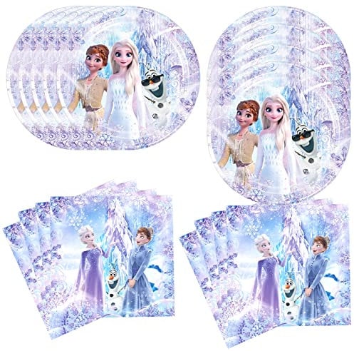 DoMiDoLa 40 pezzi Frozen Party Supplies includono 20 piatti, 20 tovaglioli per la decorazione della festa di compleanno Frozen