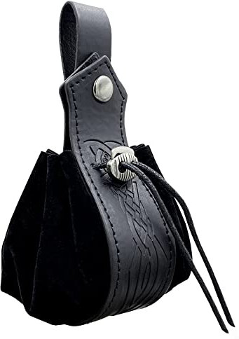 Wikinger-Kunstleder-Hüfttasche, mittelalterlicher Kordelzug, Münzgeldbörse, Vintage, tragbar, für Damen und Herren, Renaissance-Zubehör, LARP Faire Cosplay, Kostüm, Bauchtasche, e, 16cm L x 4cm W,