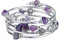 FULU AUTUMN Damen Boho Armband mit Mehrschichtiges Perlen Silber Wickelarmband Modeschmuck Geschenke zum Geburtstag und Muttertag für Frauen(19-Purple)