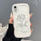 UEEBAI Clear Case for iPhone XR, Cute Simple Wave Wavy Frame Slim Fit Shockproof Phone Bumper Cover Translucent Soft Pretty Protective TPU Case for girls women - White Rose