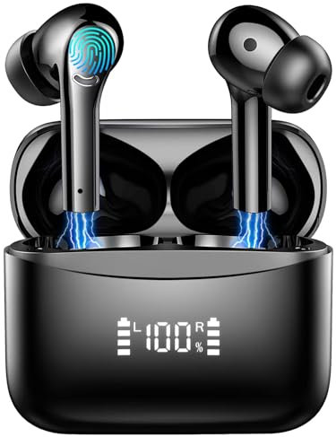 Kopfhörer Kabellos Bluetooth 5.3 Kopfhörer in Ear mit 4 Mikrofon ENC Noise Cancelling, HiFi Stereo Bass Earbuds 45H Spielzeit, Ohrhörer LED Anzeige USB C IP7 Wasserdichte Sports Kopfhoerer iOS Android