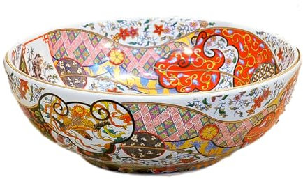 Lavabo en céramique de style rétro de luxe pour salle de bain, 1 lavabo fait main en Jingdezhen