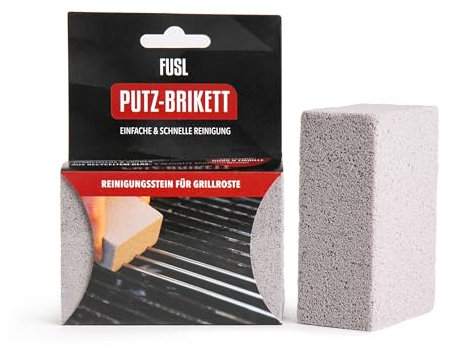 FUSL Putz-Brikett Reinigungsstein 1x – Effektive Reinigung für Grillrost aus Edelstahl, Gusseisen & Emaille – Umweltfreundlich aus recyceltem Glas – Bimsstein ohne Chemie, geruchslos & hautfreundlich