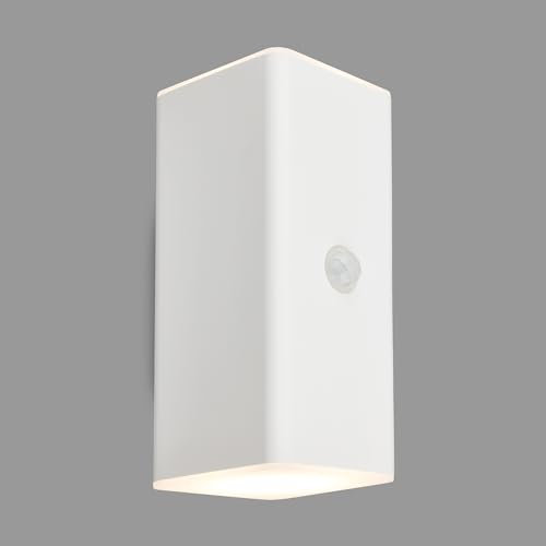 BRILONER - LED Wandlampe Akku mit Bewegungsmelder, Dämmerungssensor, 20 sek. Timer, Aussenlampe, Wandleuchte aussen, LED Strahler, Außenleuchte, Außenwandleuchte, 15,5x6,5x8,5 cm (HxBxT), Weiß