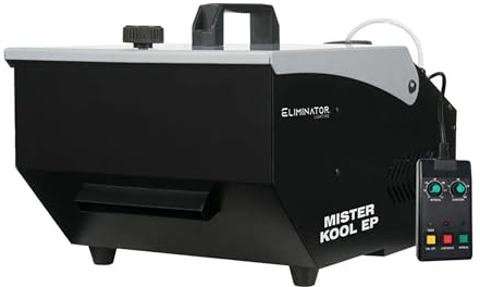 Eliminator Lighting Mister Kool EP Vattenbaserad dimma maskin låg liggande 700 watt fjärrkontroll timer ingår - perfekt för Halloween, fest, bröllop, svart