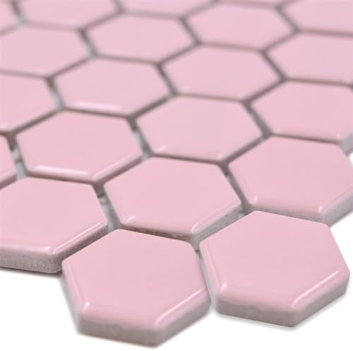 Mosaikfliese Sechseck Hexagon Keramik Mosaik Fliese Rosa Boden Wand Bad Küche Wc