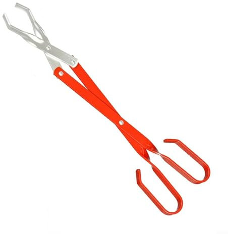Pinzas de madera de aluminio con mango ergonómico para chimenea, barbacoa, camping, parrilla, fuego, agarre cómodo (clip de carbono de 40 cm)