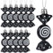 Threan 12 Pcs Christmas Candy Ornaments Hanging Glitter Candy Cane Decoration xmas Tree Peppermint Ornament with Golden Rope for Xmas Halloween Decoration(Black,Plastic)
