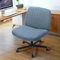 COLAMY Wide Office Chair, Padded Armless Task Vanity Chair Swivel Home Office Desk Chair 115°Rocking Mid Back Ergonomic Computer Chair for Home Working, Make Up, Gaming (With Wheels, Blue)