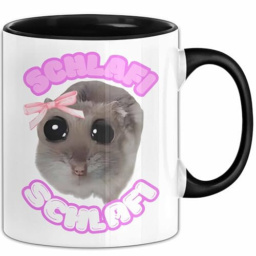 Sad Hamster Tasse Schlafi Schlafi Geschenkidee Dank Meme Trauriger Hamster Memes (Schwarz)