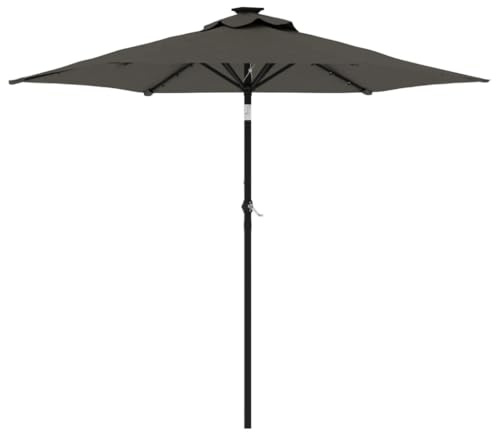 vidaXL Sonnenschirm mit LED und Stahlmast Anthrazit 225x225x212 cm