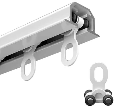 Gardinenschiene Vorhangschiene 1-läufig Gardinenstange aus Aluminium Deckenschiene Gardinen Schienensystem inkl. Zubehör for Fenster Dusch Vorhänge Raumteiler(White,7M/23FT)