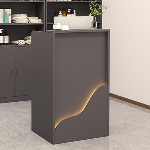 Moderner LED-beleuchteter Empfangstresen-Schreibtisch mit Schubladen für Zuhause, Salon, Geschäft, Hotel, Dunkelgrau