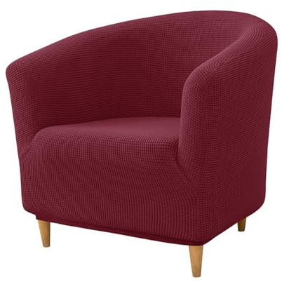 Hearda Jacquard Weiches Sesselschoner 1-Teilig Sesselbezug, Modern Sesselüberwurf Stretch Spandex Sesselhusse,für Wohnzimmer Clubsessel Esszimmer Büro Sessel Bezug (Weinrot)