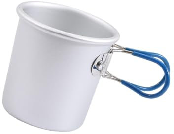 Sharplace Campingbecher, Wasserbecher, Teetasse, 150 Ml, Rostfrei, Tragbare Kaffeetasse mit Klappbarem Griff Zum Angeln, Jagen Im Freien, Camping, Blauer Griff