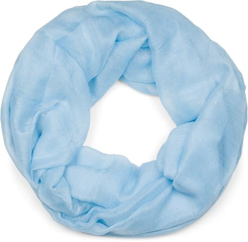 styleBREAKER Damen Loop Schal mit Glitzer-Effekt | Einfarbiger Schlauchschal aus weicher Viskose | Leicht & Elegant | 87 x 93 cm, Farbe:Eisblau