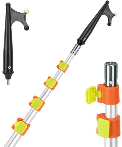 KOMCLUB Teleskop-Bootshaken Aluminium Teleskop-Bootshaken leuchtendes Design, rostbeständiges Design, langlebig,stark, Schubstange zum Anlegen (Silber, 358cm)